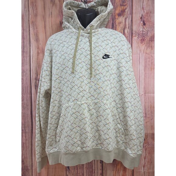 Nike Other - Nike Beige Patterned Hoodie Sweatshirt XL